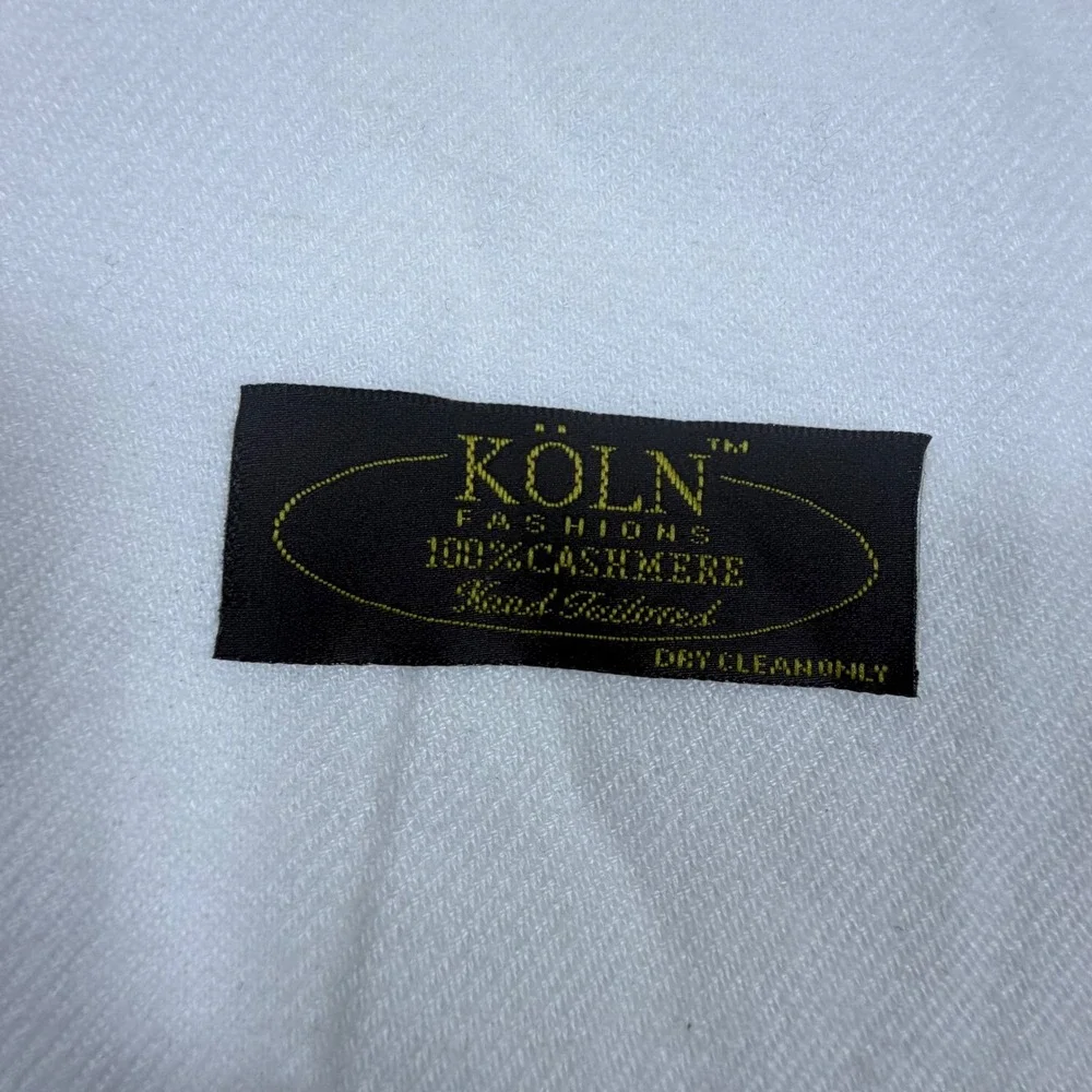 Koln Fashions White 100%‎ Cashmere Scarf Fringe Trim Unisex 72